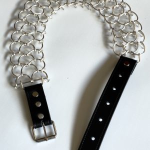 17inch 2mm silver plated full leg cilice with leather strap buckle