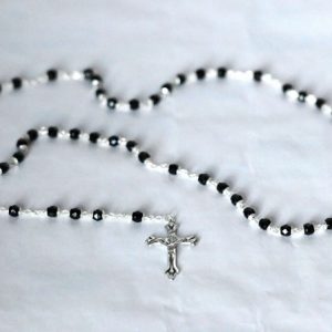 Beautiful Rosary with black glass capped beads-0