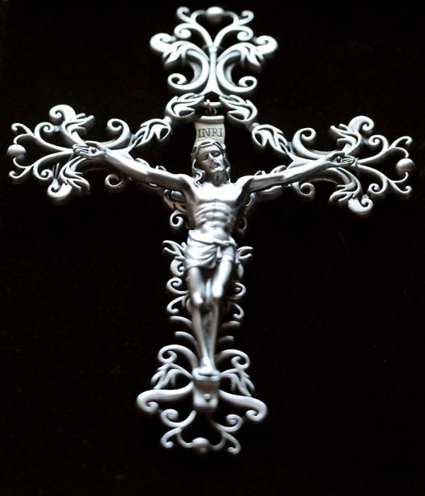 Pewter Filigree 8' Crucifix - OUT OF STOCK-0