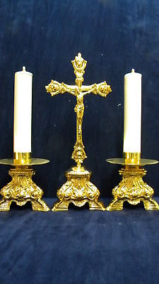 Baroque Candle stick set with Crucifix-165
