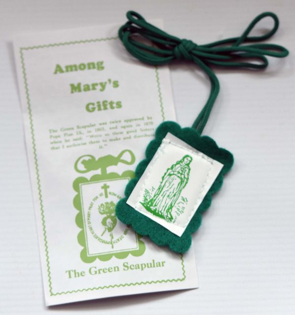 Green Scapular with leaflet-0